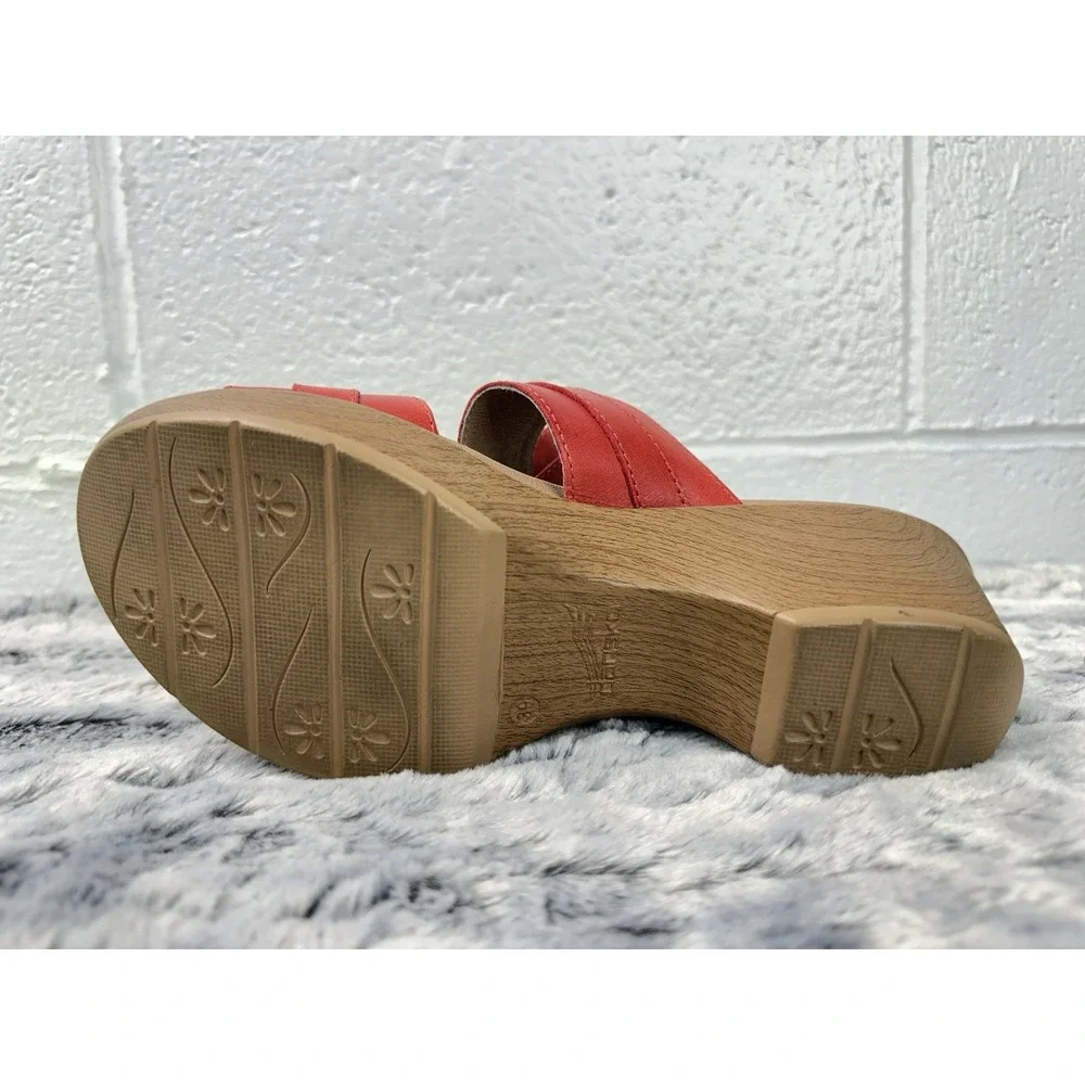 Dansko Jessie Red Leather Double Adj Strap Slide Sandals Size EU 39 US 8-8.5